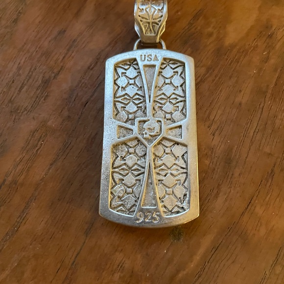 Intricate Silver Cross DogTag Pendant - Picture 8 of 8